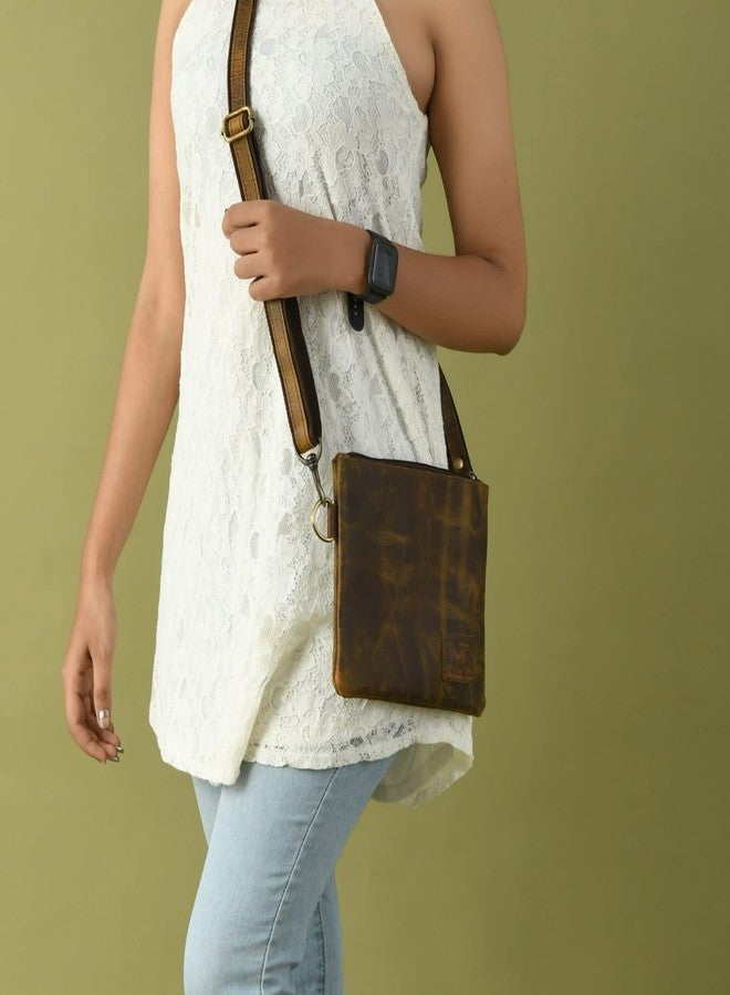 MaheTri Darcy Women's Leather Cross-Body Sling Bag With Adjustable Shoulder Straps | Genuine Leather Sling Bag For Girls/Women's | Perfect For Gift - Image 2